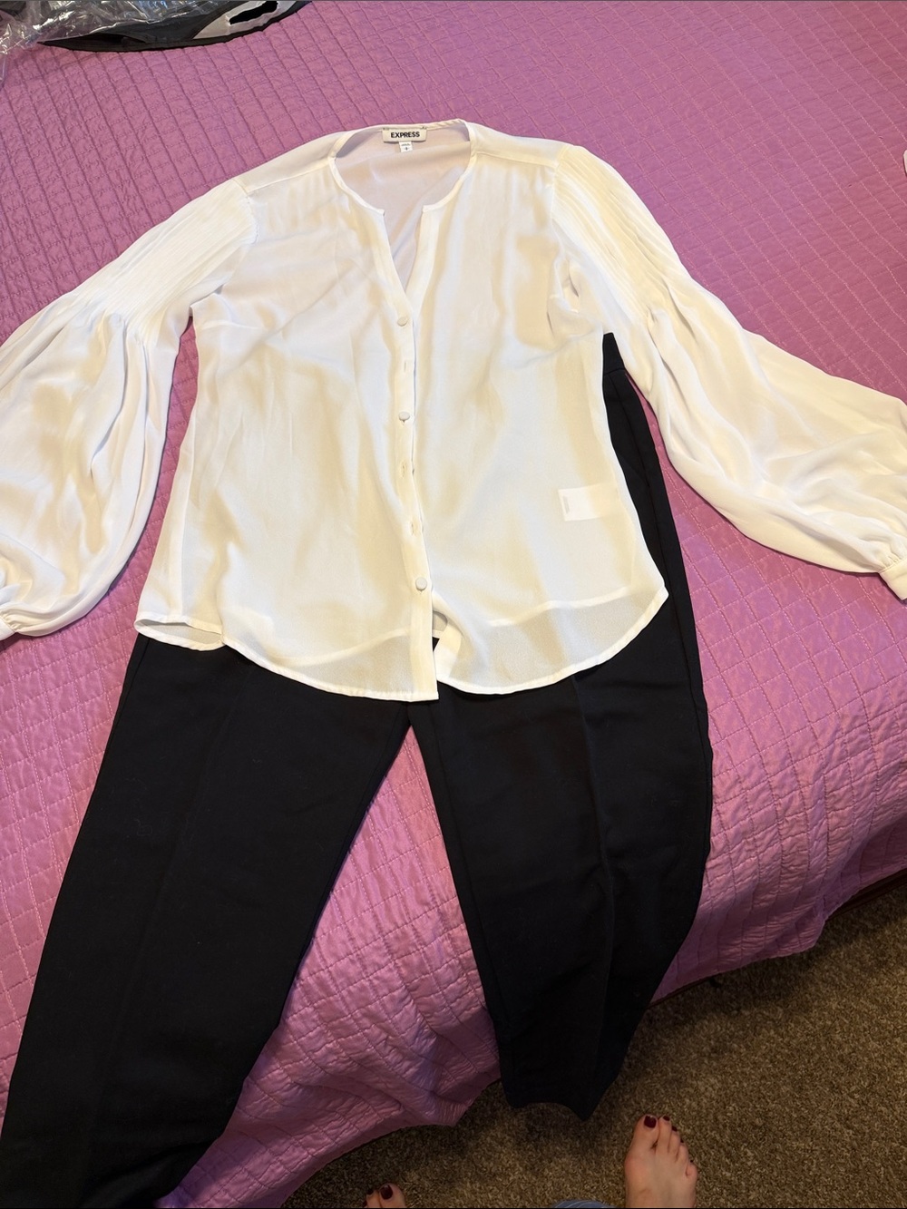 Express White Blouse with Black Trousers